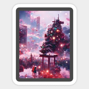 Christmas Trees Lights of Xmas in the City Santa in the Future Town Sticker